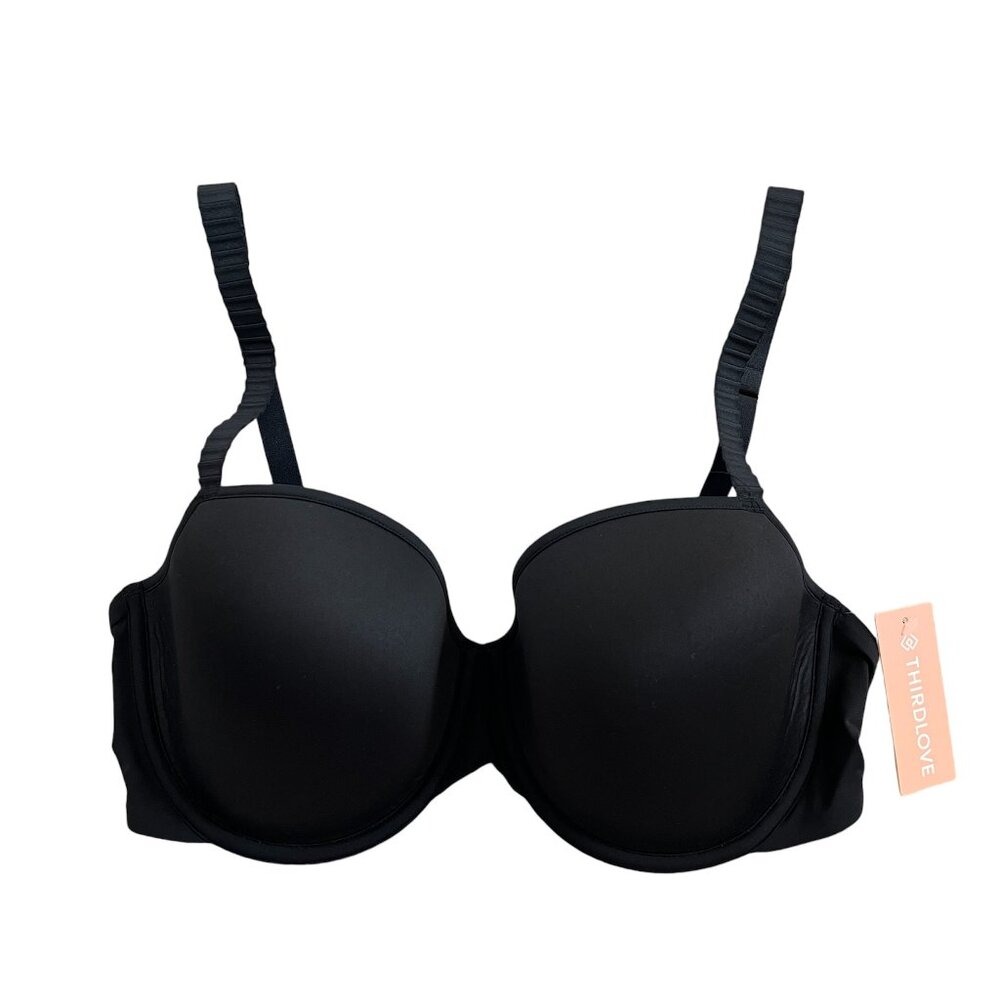 ThirdLove Classic T Shirt Bra, Black, 34D1/2, Half Size, No-Slip Straps